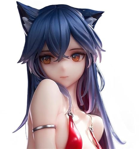 Anime Actionfiguren Modell Statue Kleid Figur Mädchen Katzenohren Schwarz Haar Mädchen Rot Sexy Kleid Oberschenkel Tragen Schwert Schwarz High Heel Mädchen Auto Ornament-Z