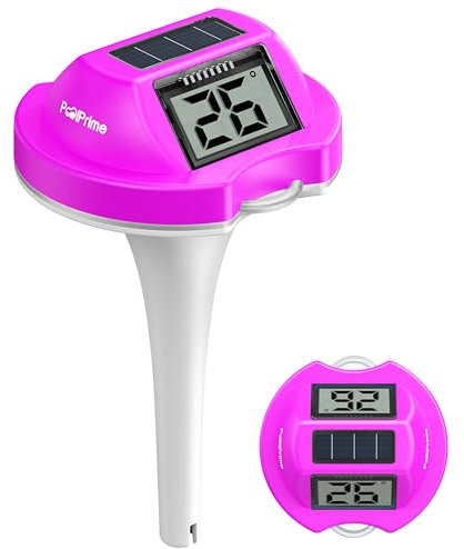 PoolPrime Pool Thermometer mit Doppelbildschirm, leicht ablesbar, Poolthermometer Schwimmend mit digitaler Anzeige, IPX7 wasserdicht für Hot Tubs, Cold Tubs und Schwimmbäder. (Purple)