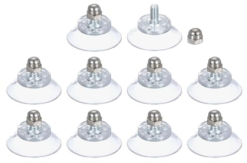 QUARKZMAN 10 Packs Saugnäpfe für Glas 25mm/1 Durchmesser Transparente PVC-Fenster-Glas-Saugnapf-Pads mit M4 x 8mm Schraube für Fenster Badezimmer Tür Glaswand Auto Sonnenschutz