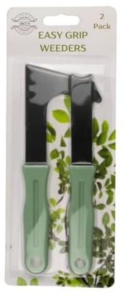 ARCUS Garden Weeding Set - Pack of 2 - Patio Tools - Weed Moss Root Easy Remover - Garden Slab Paving Grooves Brick Soil & Dirt Removal - Comfortable Grip - Assorted Grey/Green
