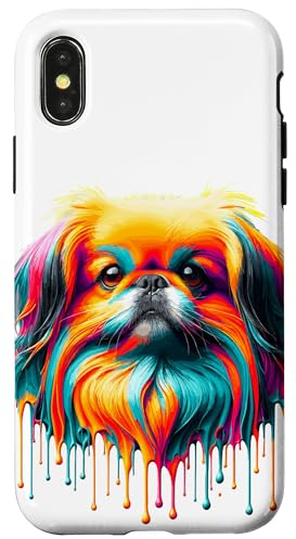 Dripping Paint Art Japanese Chin Japanese Spaniel Case for iPhone X/XS