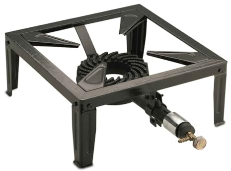 INTEC - Réchaud à gaz 7.5KW Acier émaillé Bruleur fonte Réchaud Traiteur 4 pieds Cuissons extérieures