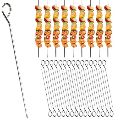 Stainless Steel Turkey Trussing Kit, 30 Piece Metal BBQ Skewers Set 15cm, Meat Needles, Cocktail Picks, Reusable Cooking Tools