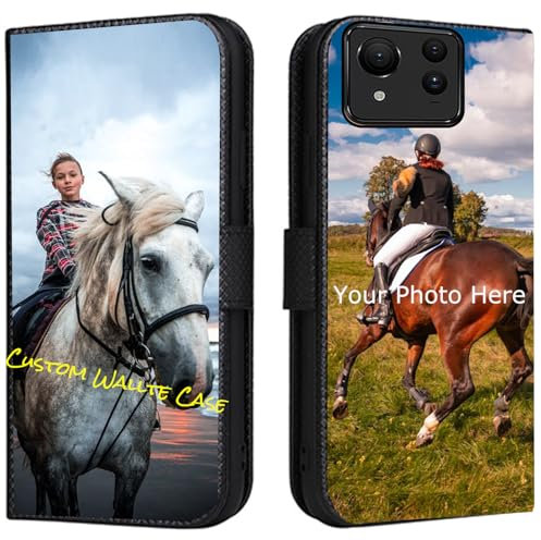 FortiCase Coque Personnalisée pour ASUS Zenfone 11 Ultra,Cuir Housse Clapet Protection Étui Fentes Support Case,Personnalisable Etui avec Votre Propre Photo Image Texte Housse - Black-LN4