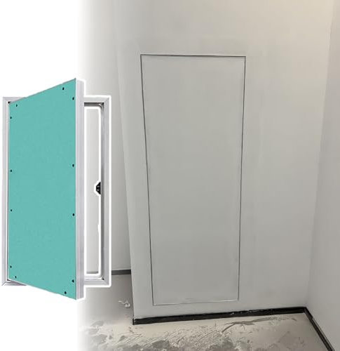 UrbanUp Trampilla Pladur Puerta de Acceso de 60 x 120 Cm, Pintable. Panel de Acceso a la Pared con Cerradura y Apertura a Presión. Trampilla de Buhardilla Empotrada. Trampilla de Inspección Oculta