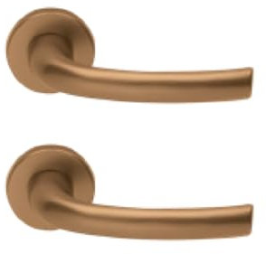 Coppia Maniglie per Porte Brixia Ghidini, Alluminio Bronzo F4, Quadro 8mm, con Rosette, per Porte Interne