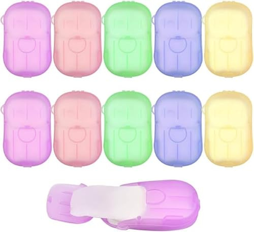 200Stück Seifenblätter Einweg Papier Seife,10 Boxen Reisen SeifenbläTter Blätter,Einweg-Papierseife Paper Soap für Unterwegs Reisen Camping zum Waschen im Freien