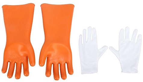 PODSJD Elektrische Schutzhandschuhe 35KV, isolierende Gummi-Handschuhe XL, nicht statisch, lang - Hohe Spannungsisolation, erhöhten Griffkomfort, für Elektriker & Leitungsarbeiten