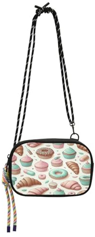 HMZXZ Umhängetasche Sugar Cupcake Donut, kleine Handtasche mit verstellbarem Riemen, rosa Gemälde, Bauchtasche, Rucksack, Hobo-Geldbörse für Damen, Herren, Reisen, Arbeit