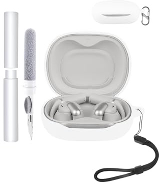 Gehäuse Hülle für JBL Sense Pro Ohrhörer,toergy stoßdicht, wasserdicht, weich und schlank Silikon Abdeckung mit Lanyard & Schlüsselanhänger & Reiniger Kit,Weiß
