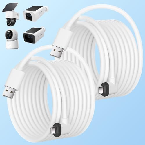 Uogw 20FT Power Cable Compatible with eufy SoloCam S220/S340/C210/E30,eufy Indoor Cam S350/C210/C220,eufyCam 3/S330/S3 Pro/3C/S300,Waterproof USB Type-C Extension Cable Charging Cord for Camera-2Pack