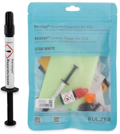 Keramik Reparatur Set für Bad & Küche – KERASYS ECO KIT – Farbton: Star White – Komplettes Set für Ausbesserung von Keramik, Fliesen, Porzellan und Emaille