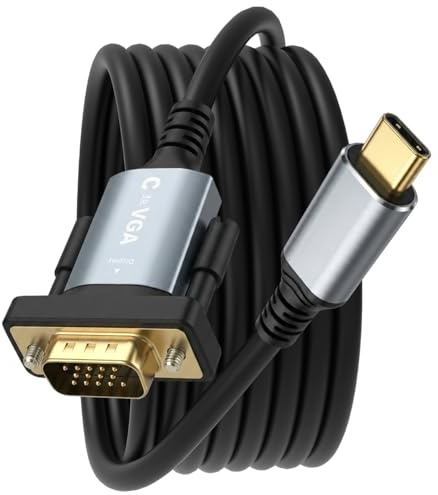 ZVOIYKM 6FT/1.8M USB C to VGA Cable 1080P@60Hz, VGA to USB C Adapter Cord [Thunderbolt 3/4 compatible] for iPhone 15 Pro/Max, MacBook Pro/Air 2023,iPad Pro,iMac,S23,XPS 17,Surface Book 3 - Gold-Plated