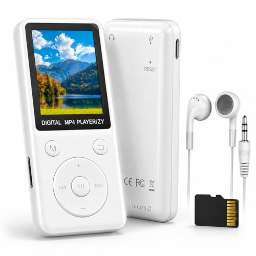Lettore MP3 Bluetooth 5.3 da 32 GB con altoparlante integrato, lettore MP3 HiFi, lettore musicale con schermo da 1,8 pollici, altoparlante, radio FM, video, registrazione vocale, ebook, scheda TF da