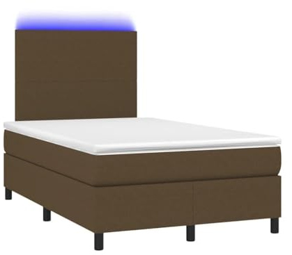 mtlskopl Boxspringbett Dunkelbraun 120x190 cm mit Federkern Matratze LED Tagesbett Polsterbett für Schlafzimmer Gästezimmer