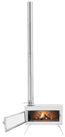Estufa de camping con 8 chimeneas, estufa de leña de acero inoxidable para tienda de campaña, estufa portátil de tienda de campaña para exteriores, camping, cocina, barbacoa, senderismo, pesca, caza
