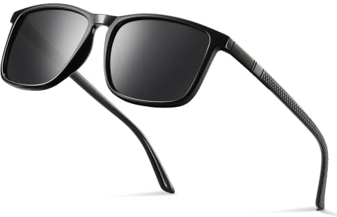 Occhsouo Polarisiert Sonnenbrille Herren - Damen UV400 Schutz Sunglasses Men Women TR90 Ultraleichte Rahmen Schwarz CAT 3 CE Retro Sport Polarisierte Sonnenbrillen für Angeln, Fishing, Fahren, Ski