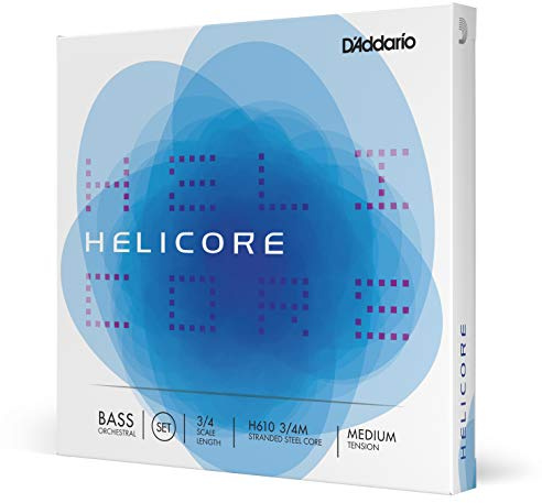D'Addario Helicore Orchestral Bass String Set, 3/4 Scale, Medium Tension, (Model: H610 3/4M)
