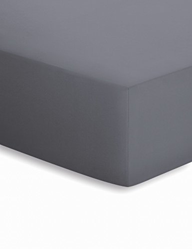 schlafgut Mako-Jersey Basic Spannbetttuch, Baumwolle, Graphit, 200 x 150 cm