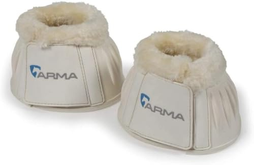 Shires Arma Overreach Fleece Bell Boots - Durable Gum Rubber with SupaFleece Trim and Double Velcro White/Full