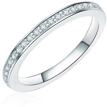 Rafaela Donata Damen-Ring 925 Sterling Silber Zirkonia weiß - Silberring in Memoire-Form mit Zirkonia farblos Vorsteckring