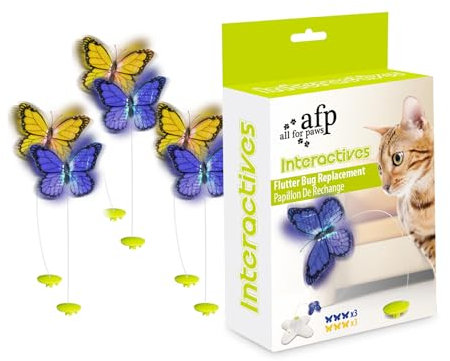 ALL FOR PAWS Interaktives Katzen-Schmetterlingsflattern-Ersatz-Katzenspaß Interaktives Katzen-Schmetterling-Flatter-Ersatz-Katzenspielzeug, zum Nachfüllen Für Katze– 6 Stück