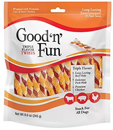 Good 'n' Fun Twists Long-Lasting Dog Treat Made With Real Protein, 35 Count