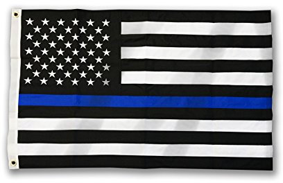 Thin Blue Line American bandiera, cucito e ricamato, Nylon, Thin Blue Line, 2 x 3 Feet