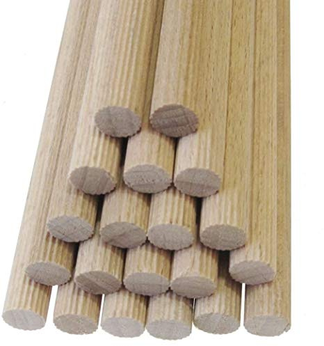 Hagspiel Rundstäbe, 10 Stk. Rundstäbe Dübelstangen Holz Buche 8 mm 100 cm lang, gerillt Made in Austria