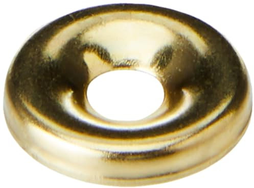 Merriway BH05861 (100 Pcs) EB Surface Screw Cup Washer for No. 8 Screws, Brass Plated - Pack of 100 Pieces