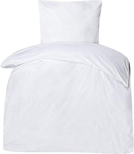 Moon Classic - Hotelbettwäsche Linon aus 100% Baumwolle - 140g/m² - Bettwäsche ca. 135x200 / 80x80 cm - mit Hotelverschluss - 95° (weiß)