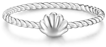 GLANZSTÜCKE MÜNCHEN Damen Ring 925/- Sterling Silber | rhodiniert, Bandring, Muschel
