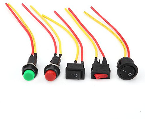 Keenso Wippschalter, 5 stücke Universal Scheinwerferschalter Hupenschalter 250V AC 6A / 10A SPST EIN/Aus Wippschalter für Motorrad, Elektroroller und Boot