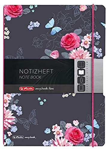 Herlitz 50021550 Notizheft flex A4 Ladylike Flowers, 2 x 40 Blatt liniert und kariert, 1 Stück