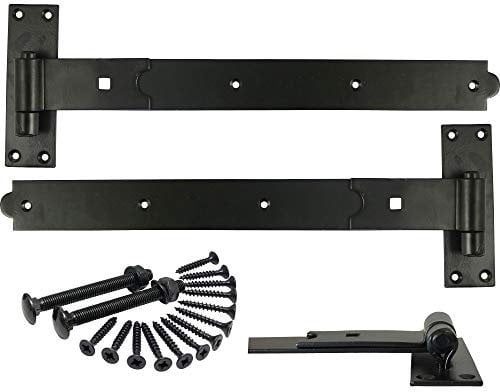 14 350mm Heavy Duty Straight Hook and Band GATE Hinge - EPOXY Black - Includes All Suitable FIXINGS - HBS350B - 1 x Pair - Free Next Working Day DELIVERY