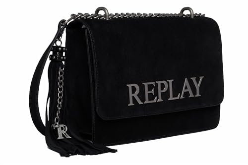 Replay Damen Handtasche aus Wildleder, Black 098 (Schwarz), Onesize