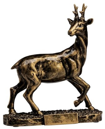 Henecka Jagd-Pokal, Resinfigur Rehbock, Bronze, mit Wunschgravur, Größe 21,5 cm