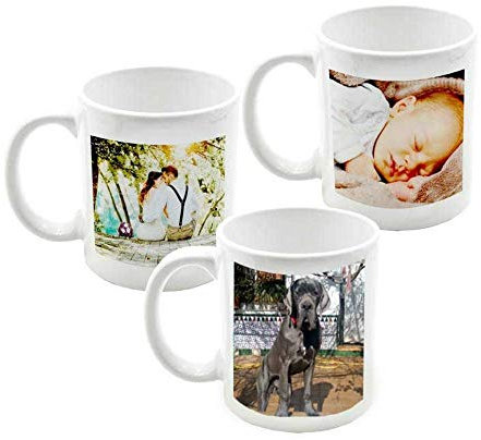 Lote de 5 Tazas de Porcelana Personalizables (Foto). Recuerdos. Regalos Originales. Detalles de Bodas, Comuniones, Bautizos, Cumpleaños. CC