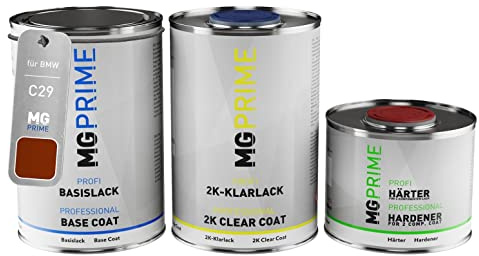MG PRIME Peinture voiture kit de pot pour BMW C29 Kastanienbronze Pearl/Chestnut Bronze Metallic couche de base vernis 2C durcisseur prêt à pulvériser 2,5l