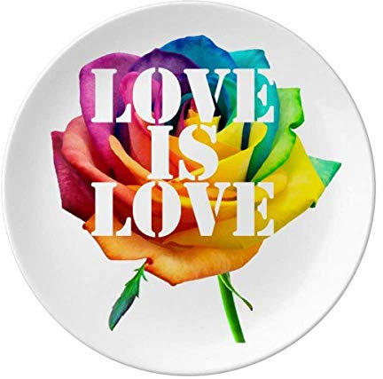 Assiette décorative en porcelaine avec motif arc-en-ciel