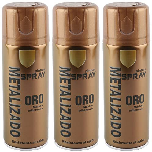 H HANSEL HOME Pintura Spray Oro Metalizado 400 Ml - Pack de 3 Unidades