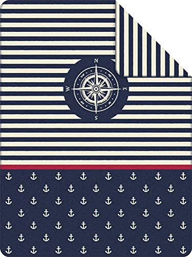 Ibena Wohndecke MARITIM 3905-600, 150 x 200, blau/weiß, Größe:150 x 200 cm