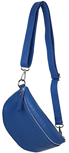 AMBRA Moda GLX10 - Damen Herren unisex kleine Hüfttasche Gürteltasche Bauchtasche Umhängetasche aus Echtleder (Blau)
