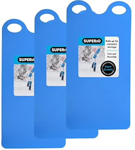 Superio Snow Slider Mat, Flexible Snow Sled Flying Carpet, Roll up Sleds for Kids and Adults 54 Lightweight Plastic Snowboard Sled 3 Pack