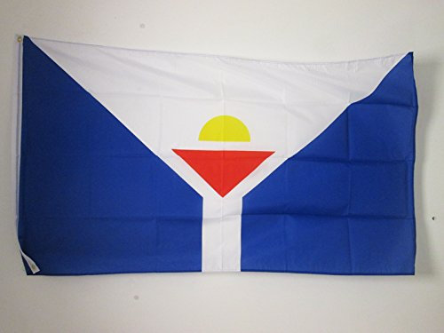 AZ FLAG - Flagge Saint-Martin - 90x60 cm - Saint-Martin Fahne 100% Polyester mit Messing-Ösen - UV-beständig - Vives Farben - 50g