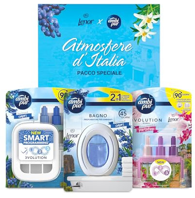 Ambi Pur Pacco Regalo Diffusore Elettrico 3Volution Con Ricariche E Profumatori Bagno