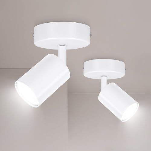 Ketom Deckenstrahler LED Weiß - 2er 1-Flammiger Deckenspot - GU10 Deckenlampe Spot Schwenkbar - Ohne Leuchenmittel