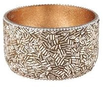 Gift Company Madras Windlicht, außen besetzt mit Perlen/innen Gold, (weiß Gold, S)