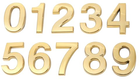 Garneck Hausnummernschild Selbstklebend 0-9 Goldfarben 10 Stück Dreidimensionale Türnummern Für Innenräume Zimmernummern Stockwerksnummern Badezimmerschilder Hotel- Und Haustüren