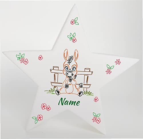 Bambinella® LED Leuchte Nachlicht Motiv: Bauernhof Esel - Deko - personalisiert - 11,5cm x 4cm x 11cm